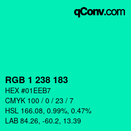 カラーコード: RGB 1 238 183 | qconv.com