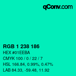 Color code: RGB 1 238 186 | qconv.com