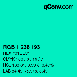 Color code: RGB 1 238 193 | qconv.com