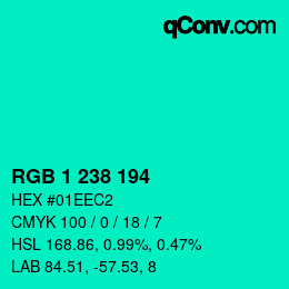 Color code: RGB 1 238 194 | qconv.com