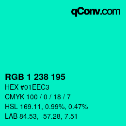 Color code: RGB 1 238 195 | qconv.com