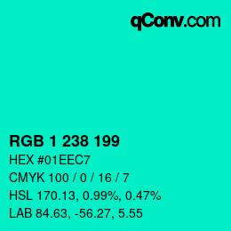 カラーコード: RGB 1 238 199 | qconv.com