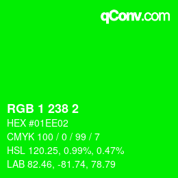 Farbcode: RGB 1 238 2 | qconv.com
