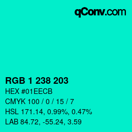 Color code: RGB 1 238 203 | qconv.com