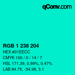 Color code: RGB 1 238 204 | qconv.com