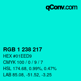 Color code: RGB 1 238 217 | qconv.com