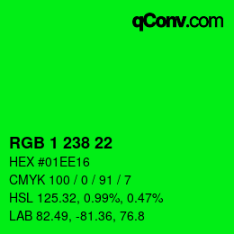 Color code: RGB 1 238 22 | qconv.com