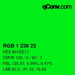 Color code: RGB 1 238 23 | qconv.com