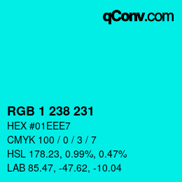 Color code: RGB 1 238 231 | qconv.com