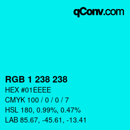 Color code: RGB 1 238 238 | qconv.com