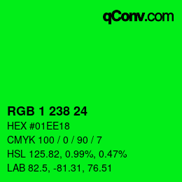 Color code: RGB 1 238 24 | qconv.com