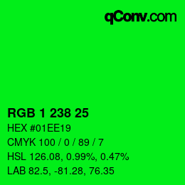 Color code: RGB 1 238 25 | qconv.com