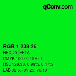 Color code: RGB 1 238 26 | qconv.com