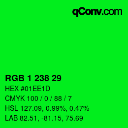 Color code: RGB 1 238 29 | qconv.com