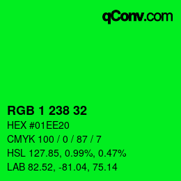 Color code: RGB 1 238 32 | qconv.com