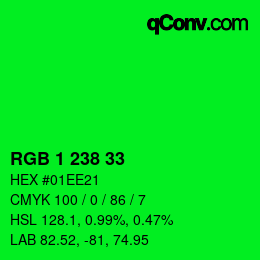 Color code: RGB 1 238 33 | qconv.com