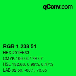 Color code: RGB 1 238 51 | qconv.com