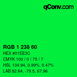 カラーコード: RGB 1 238 60 | qconv.com