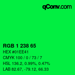Color code: RGB 1 238 65 | qconv.com