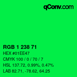 カラーコード: RGB 1 238 71 | qconv.com