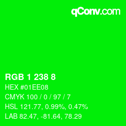 Código de color: RGB 1 238 8 | qconv.com