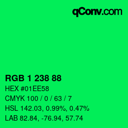 Color code: RGB 1 238 88 | qconv.com