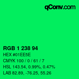 Color code: RGB 1 238 94 | qconv.com
