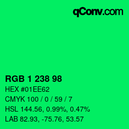 Color code: RGB 1 238 98 | qconv.com