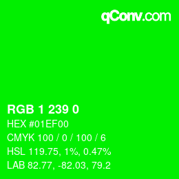 Color code: RGB 1 239 0 | qconv.com
