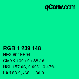 Color code: RGB 1 239 148 | qconv.com