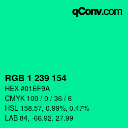 Color code: RGB 1 239 154 | qconv.com