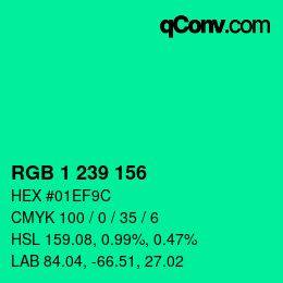 颜色代码: RGB 1 239 156 | qconv.com