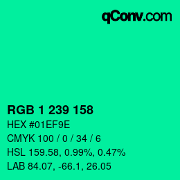 Color code: RGB 1 239 158 | qconv.com