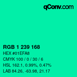 Color code: RGB 1 239 168 | qconv.com