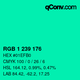 カラーコード: RGB 1 239 176 | qconv.com