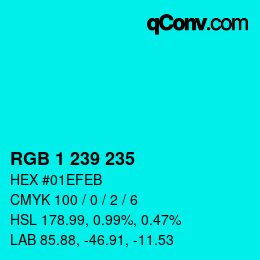 Color code: RGB 1 239 235 | qconv.com