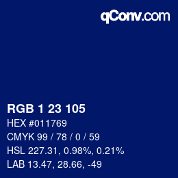 Farbcode: RGB 1 23 105 | qconv.com