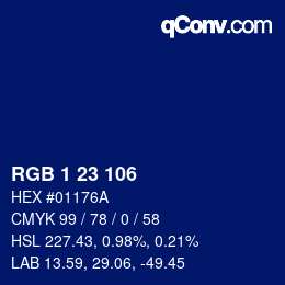 カラーコード: RGB 1 23 106 | qconv.com