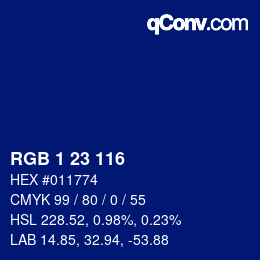 カラーコード: RGB 1 23 116 | qconv.com