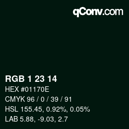 カラーコード: RGB 1 23 14 | qconv.com