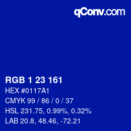 Color code: RGB 1 23 161 | qconv.com