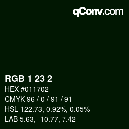 Color code: RGB 1 23 2 | qconv.com