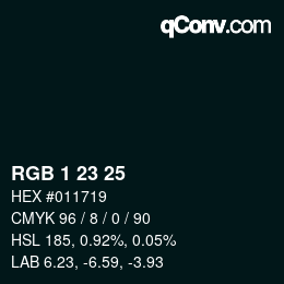 颜色代码: RGB 1 23 25 | qconv.com