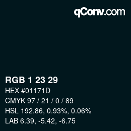 カラーコード: RGB 1 23 29 | qconv.com