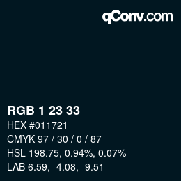 カラーコード: RGB 1 23 33 | qconv.com