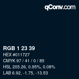 カラーコード: RGB 1 23 39 | qconv.com