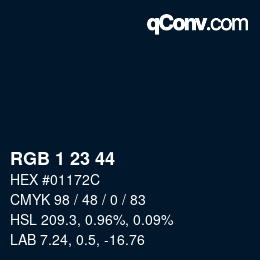 Color code: RGB 1 23 44 | qconv.com