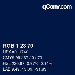 Farbcode: RGB 1 23 70 | qconv.com