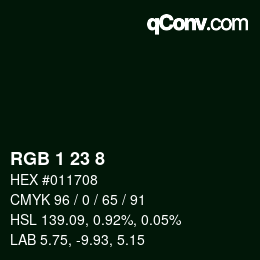 Code couleur: RGB 1 23 8 | qconv.com