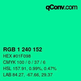 Color code: RGB 1 240 152 | qconv.com